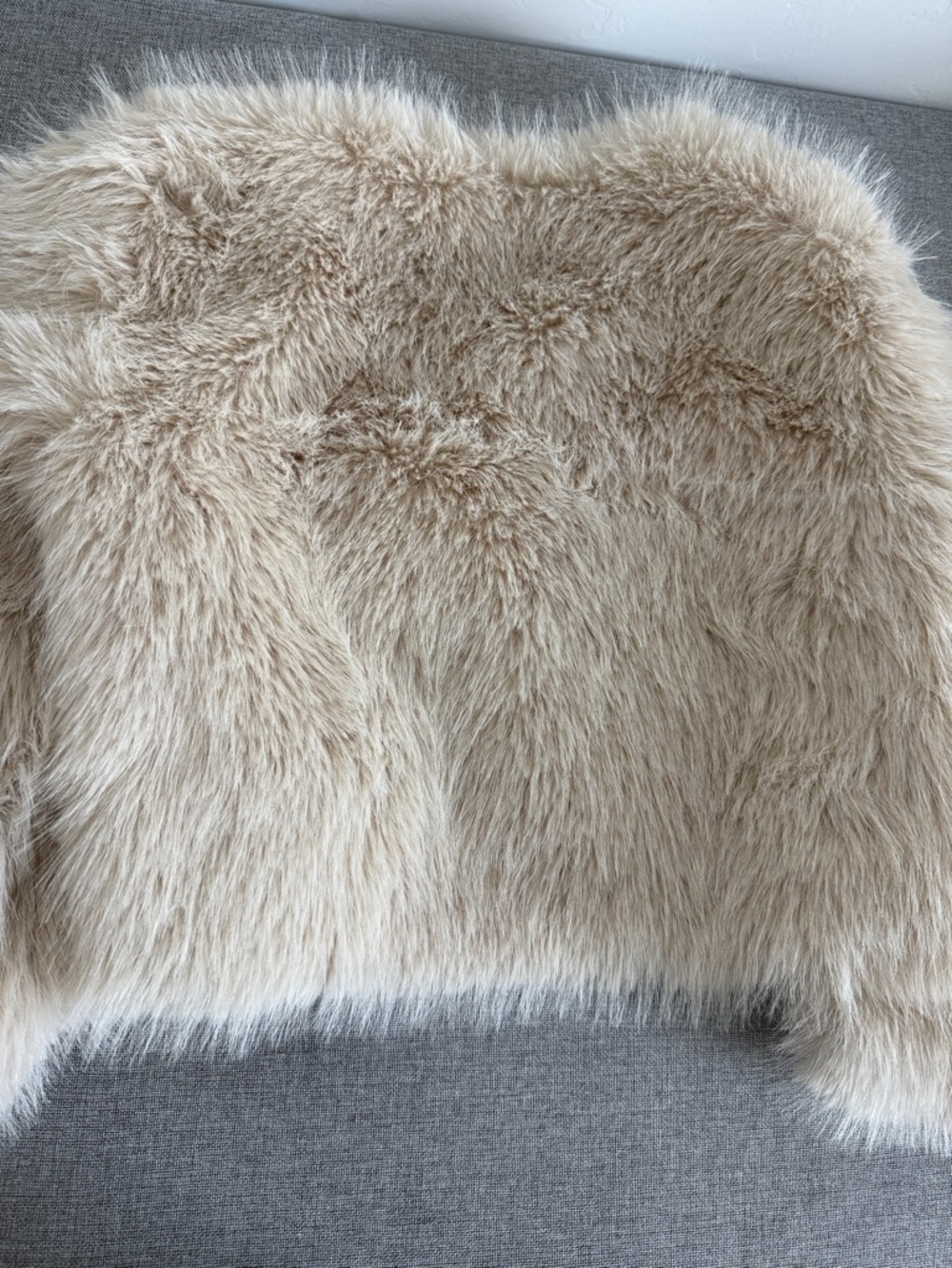 Beige Faux Fur Cropped Teddy Jacket - Picture 10 of 10